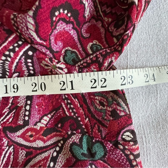J Jill Blouse Womens L Red Paisley Long Sleeve Button Cuff Boho Floral Office - Picture 7 of 13